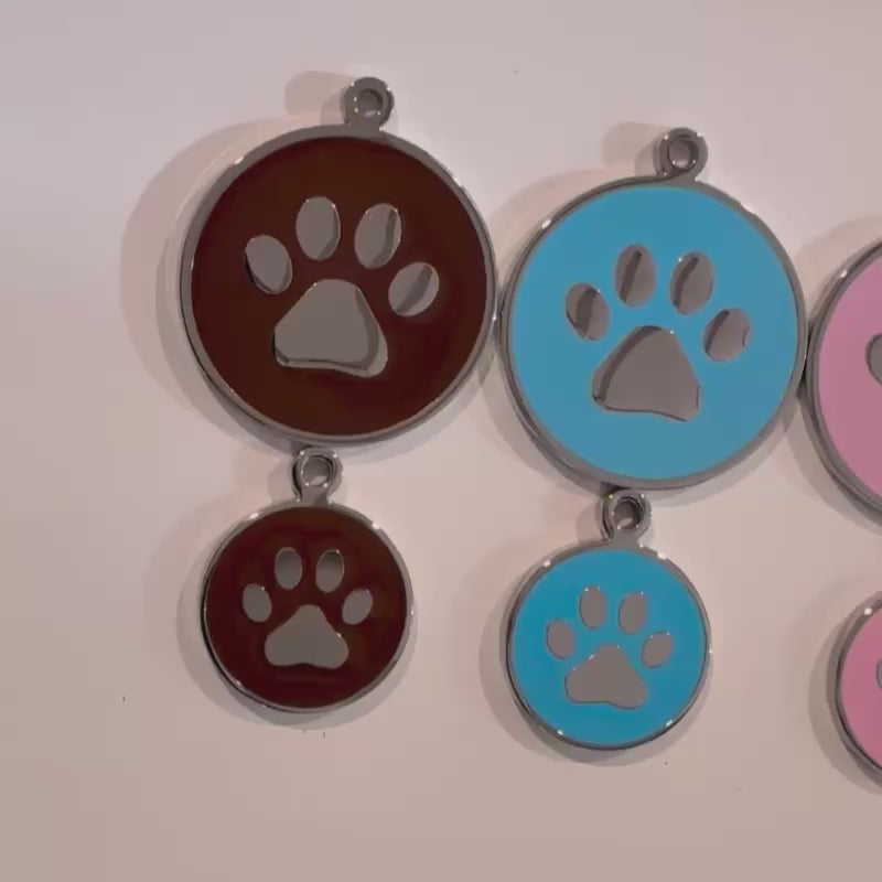 Mini - Hot Pink Paw in Stainless Steel With Enamel