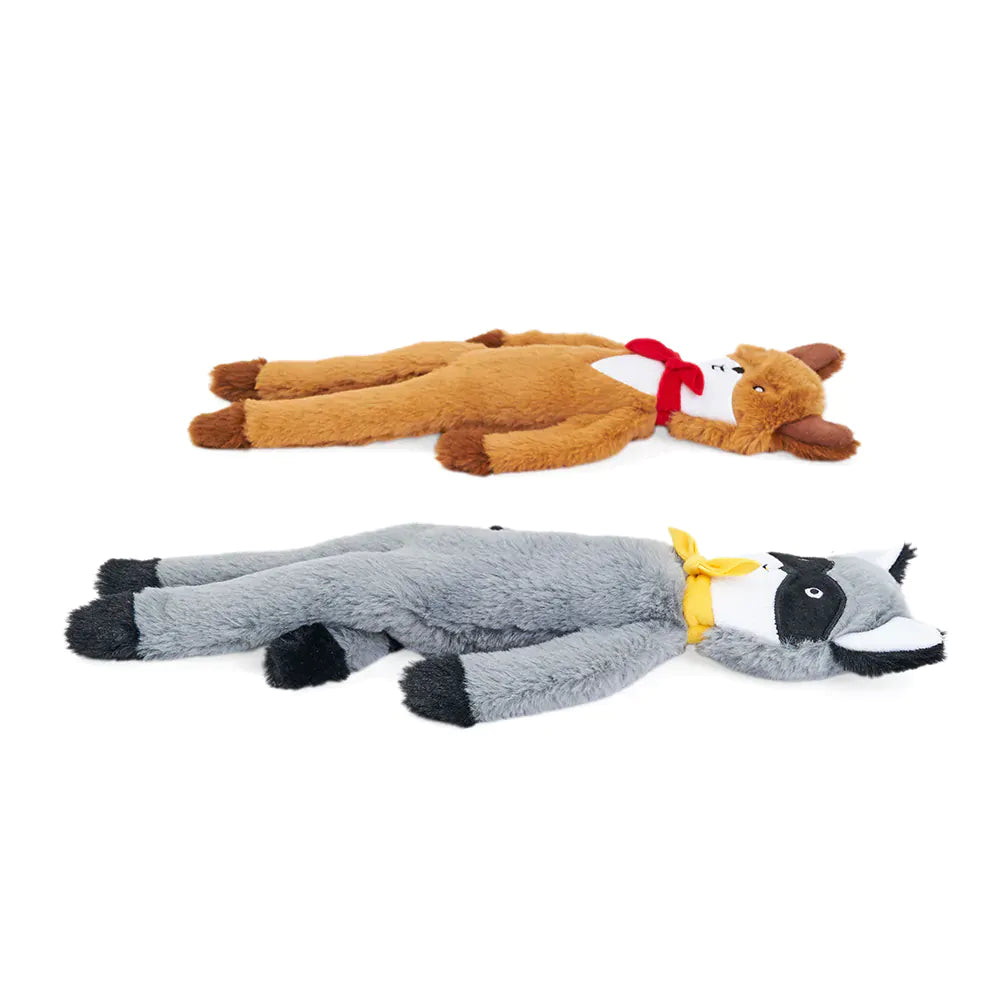 Zippy Paws Fluffy Peltz – Squirrel and Raccoon Dog Toys
