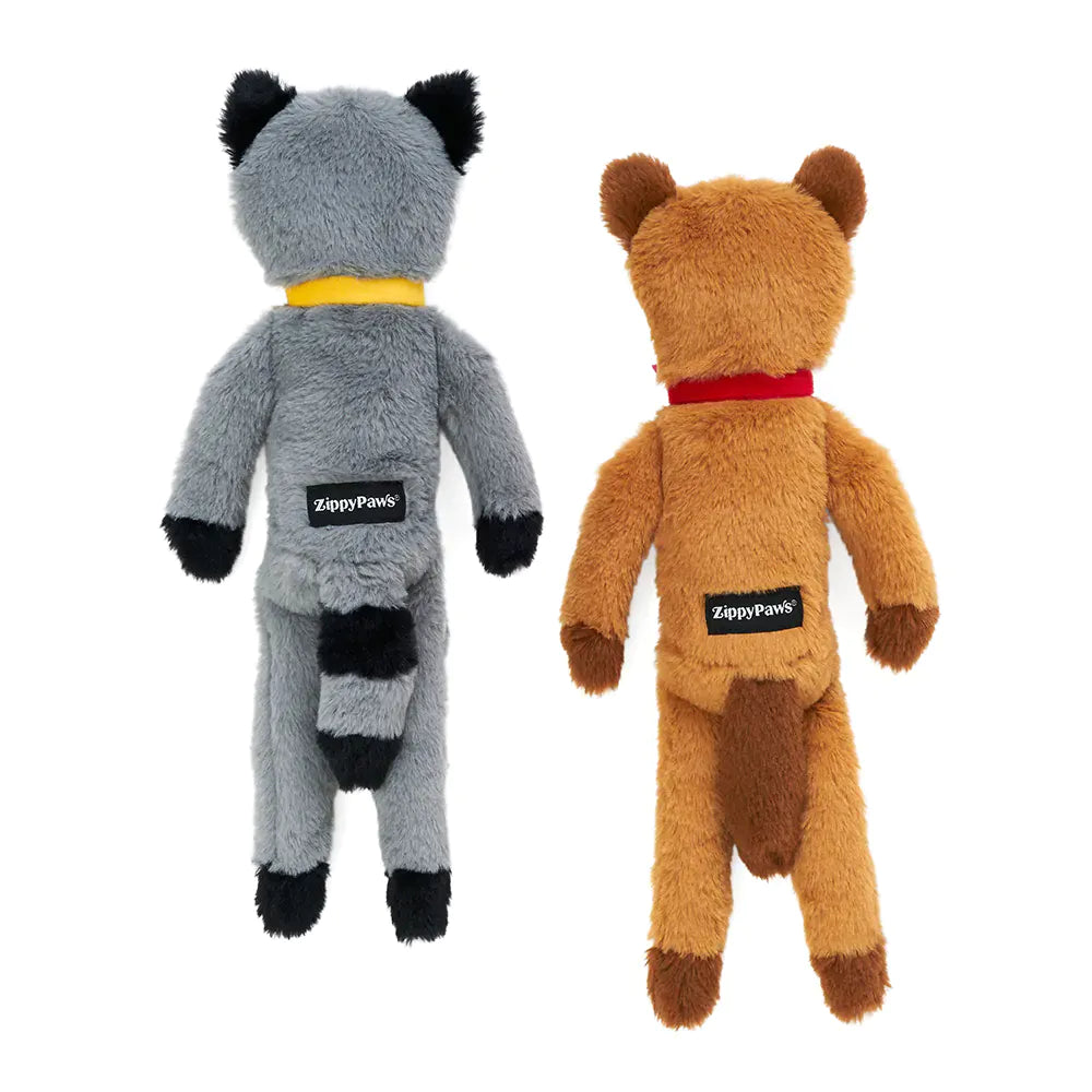 Zippy Paws Fluffy Peltz – Squirrel and Raccoon Dog Toys