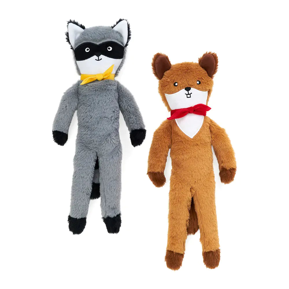 Zippy Paws Fluffy Peltz – Squirrel and Raccoon Dog Toys