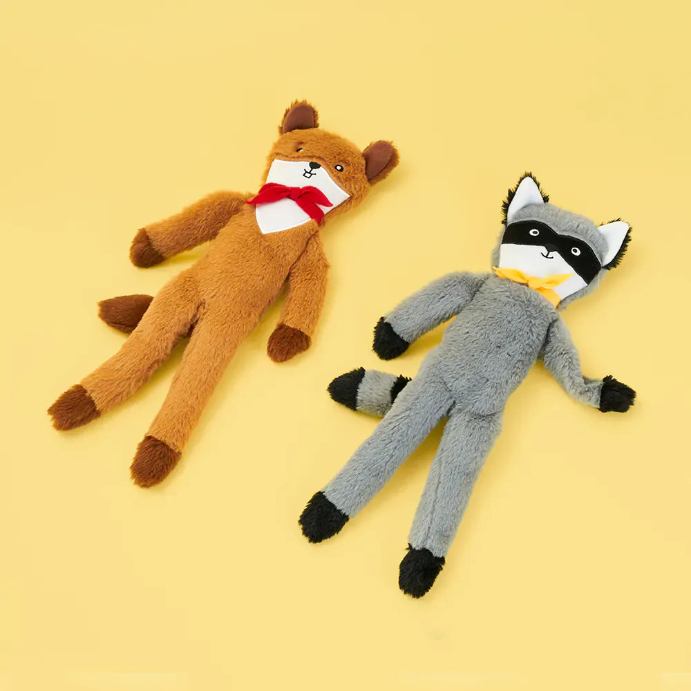 Zippy Paws Fluffy Peltz – Squirrel and Raccoon Dog Toys