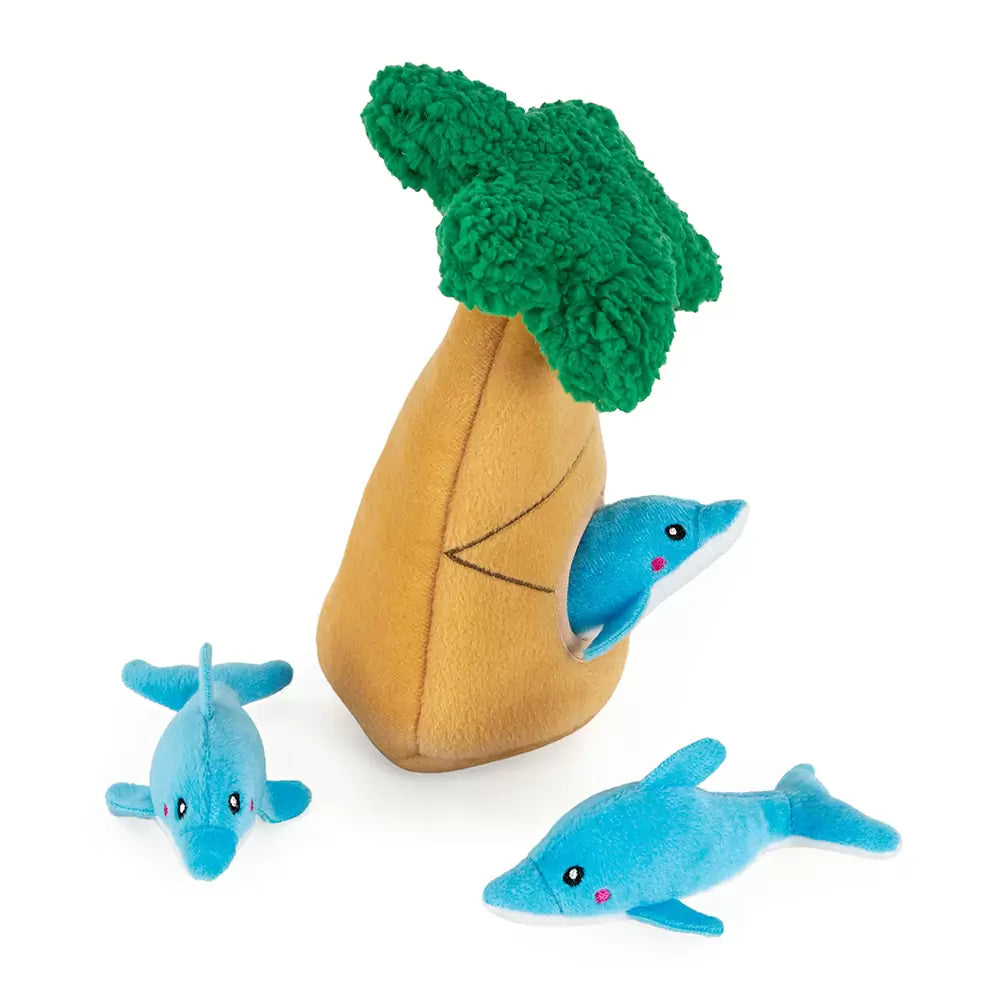 Zippy Paws Zippy Burrow® – Dolphins in Palm Tree Dog Toys