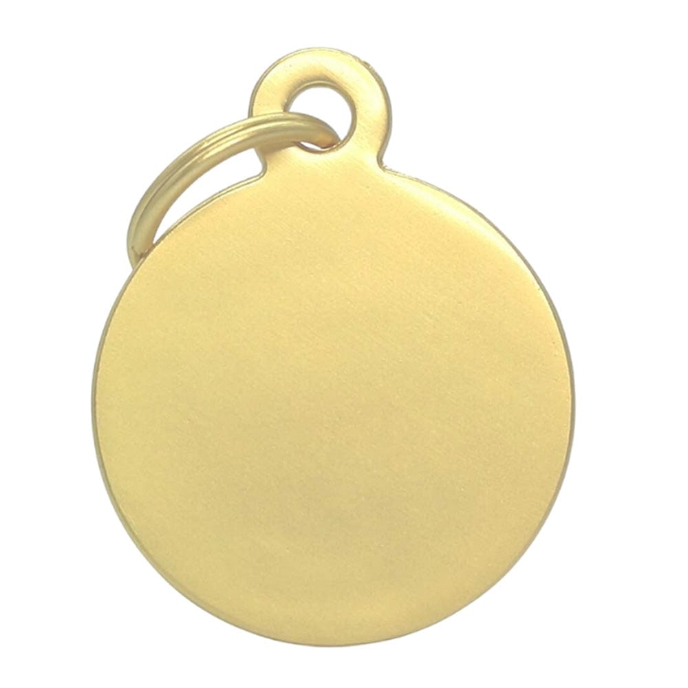 Fetching Ware Big Gold Circle Dog I.D. Tags 3F3B