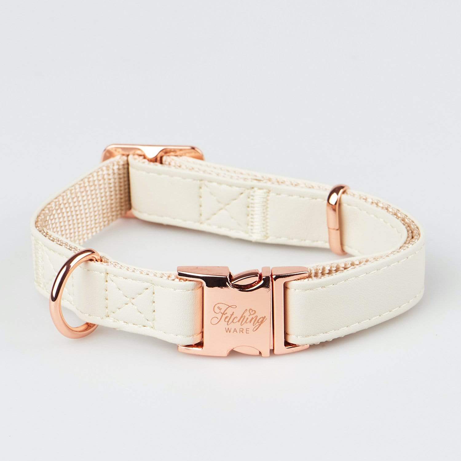 Fetching Ware Brayden in Rose Gold Dog Collars in White