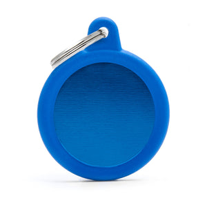 My Family Aluminium Blue Circle With Rubber Dog I.D. Tags 3F3B