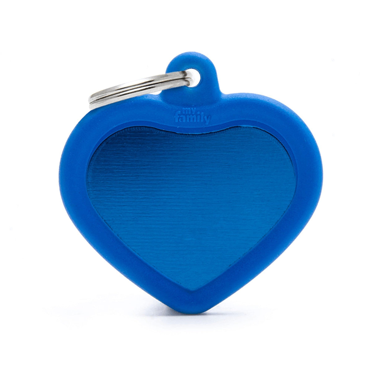 My Family Aluminium Blue Heart With Rubber Dog I.D. Tags 3F3B