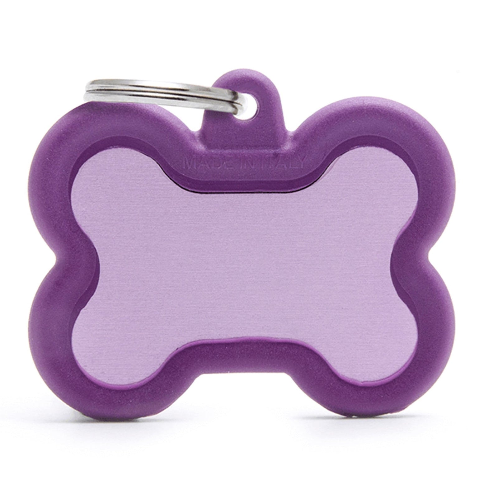 My Family Aluminium Purple Bone With Rubber Dog I.D. Tags 3F3B