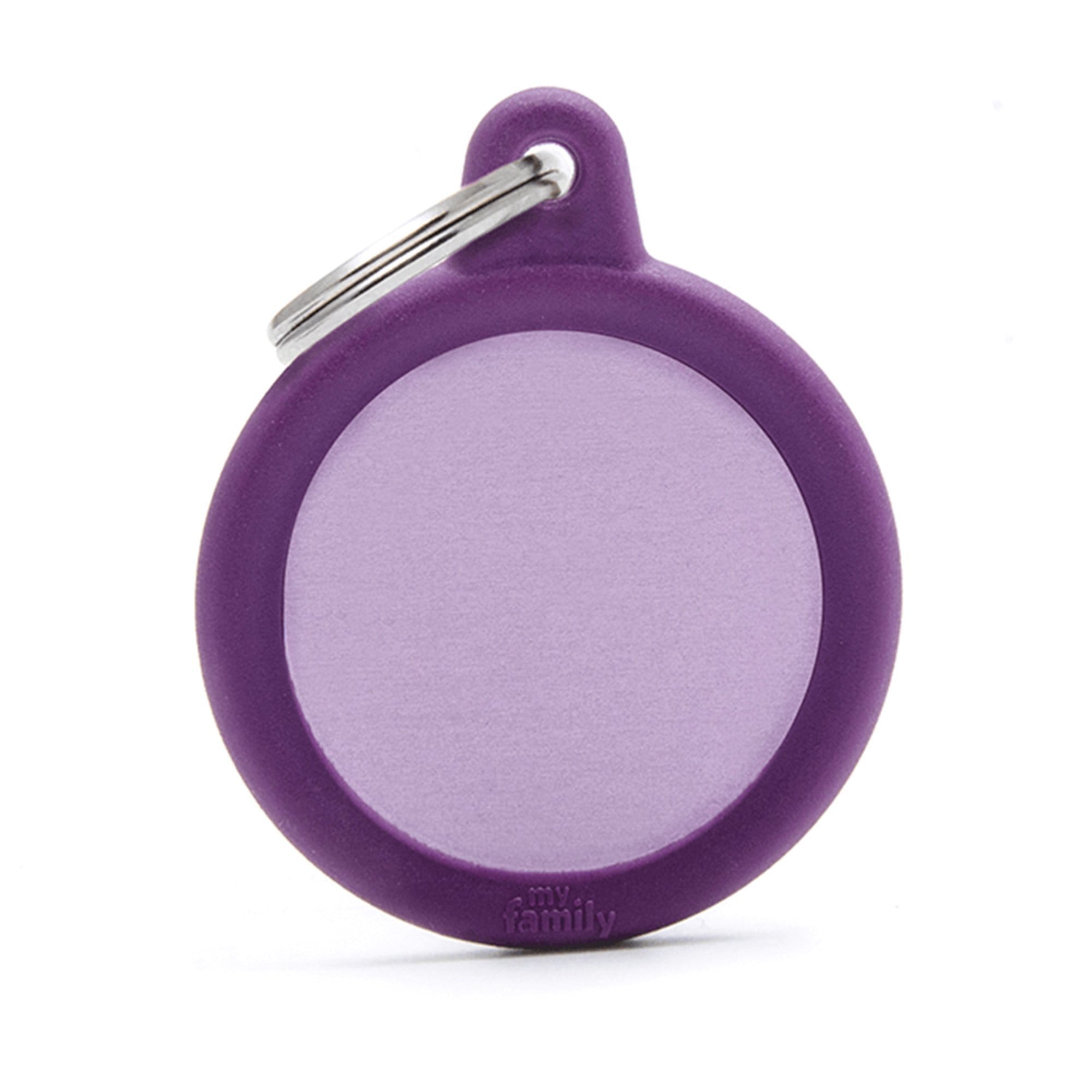 My Family Aluminium Purple Circle With Rubber Dog I.D. Tags 3F3B