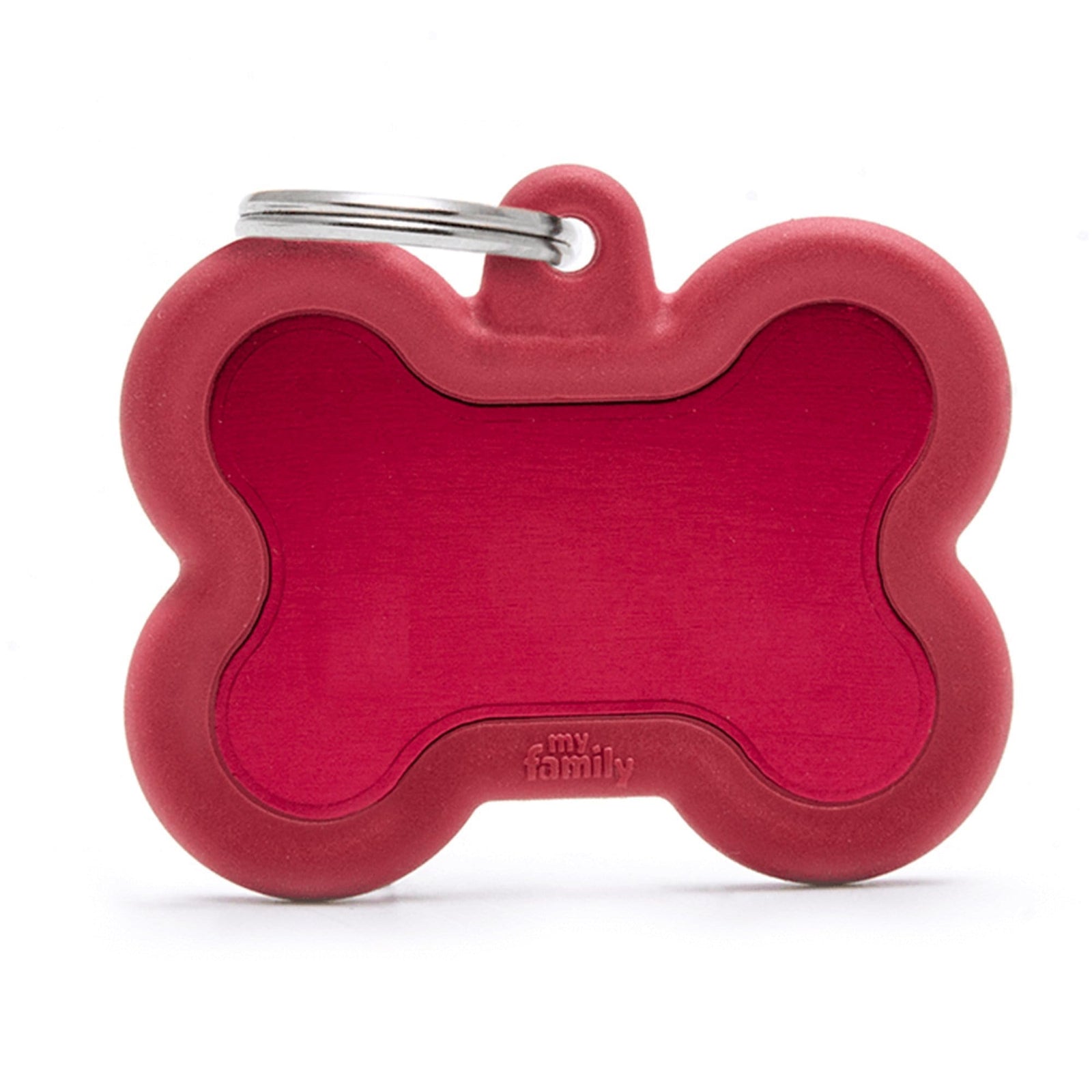 My Family Aluminium Red Bone With Rubber Dog I.D. Tags 3F3B