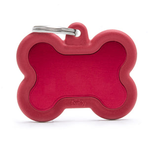 My Family Aluminium Red Bone With Rubber Dog I.D. Tags 3F3B