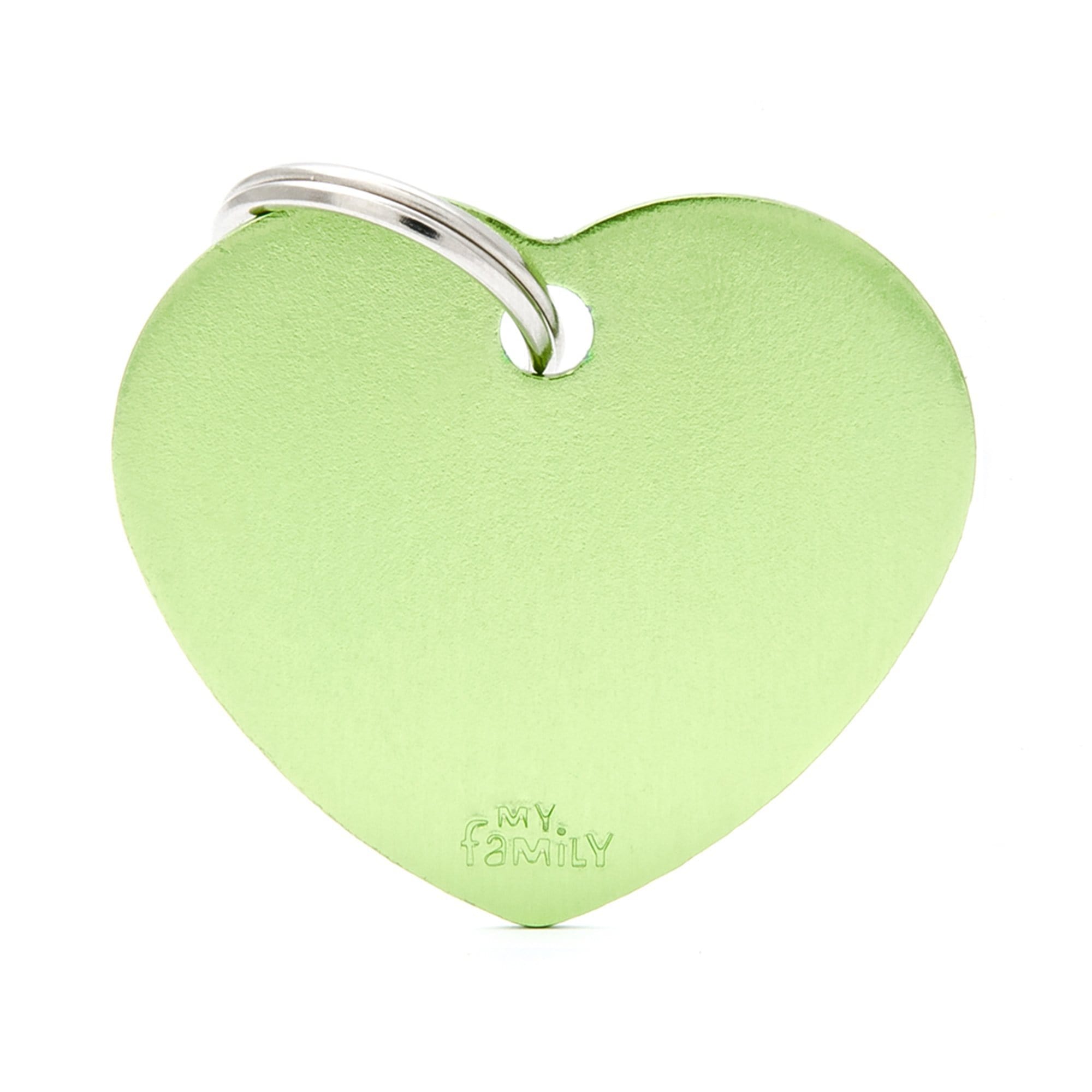 My Family Big aluminium Green Heart Pet I.D. TAG