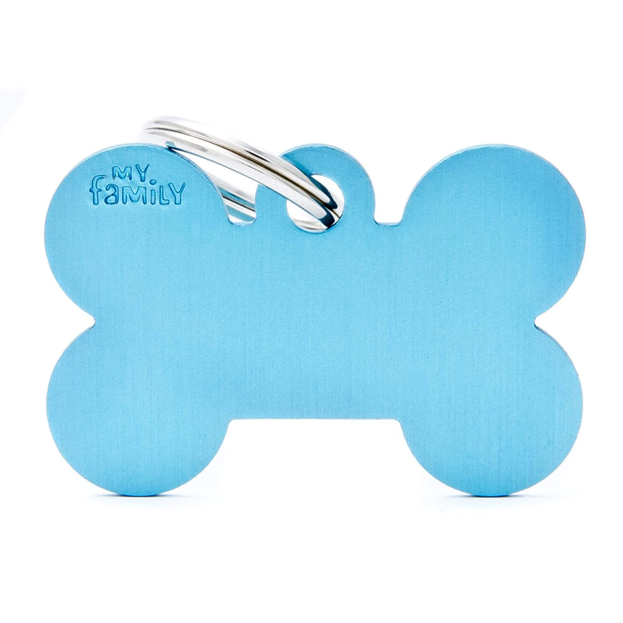 Big Aluminium Light Blue Bone Dog Identification Tag Dog Name