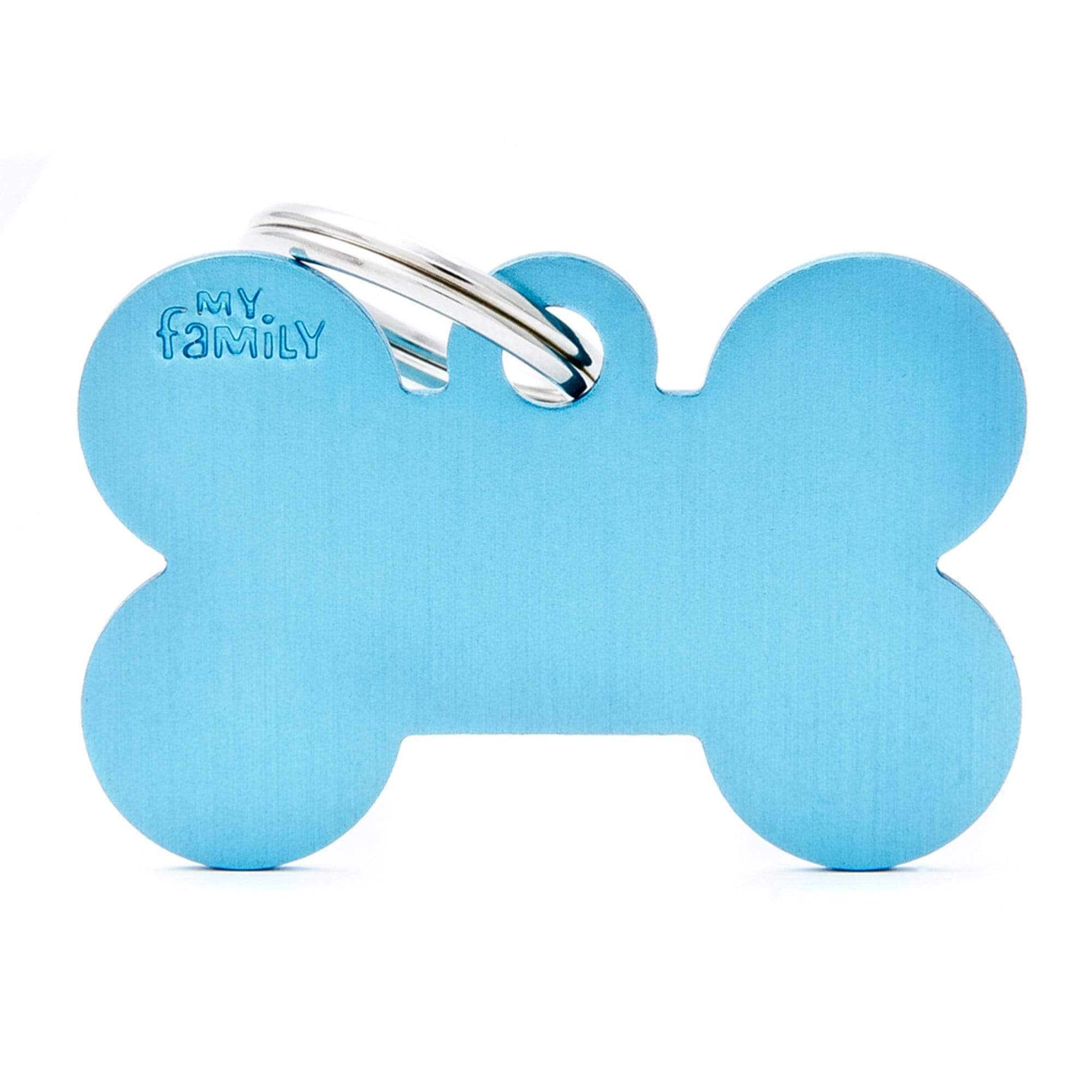 My Family Big Aluminium Light Blue Bone Dog I.D. Tags 4F4B