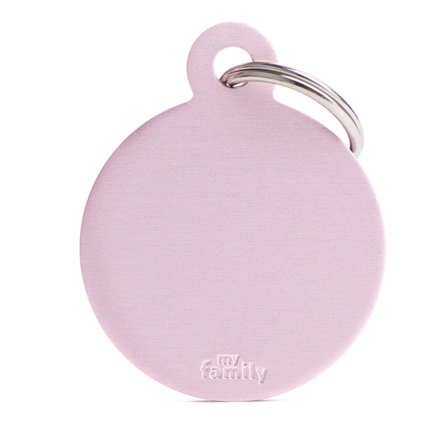 My Family Big Aluminium Pink Circle Dog I.D. Tags 3F3B