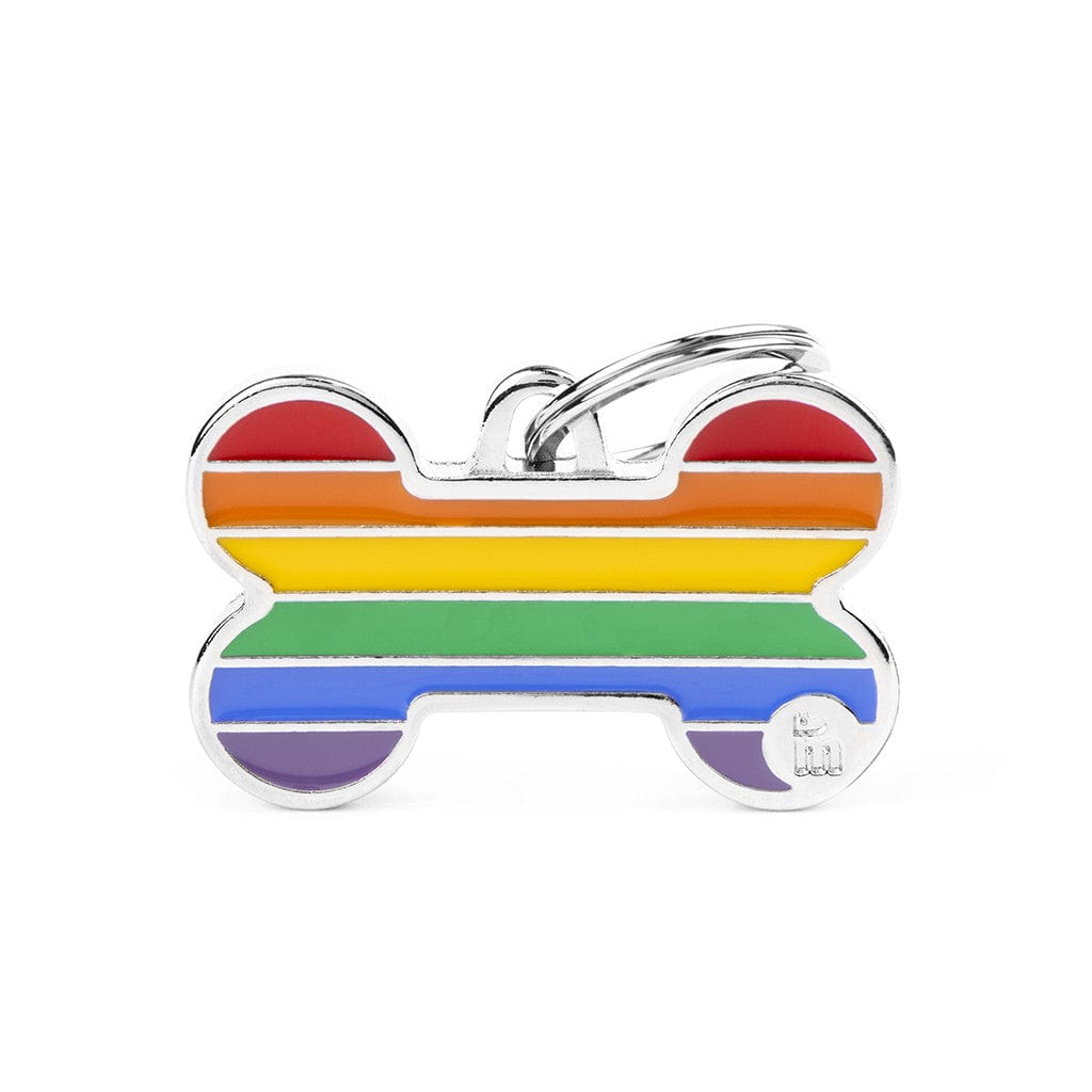 My Family Big Rainbow Bone Pet Tag Dog I.D. Tags - 3B