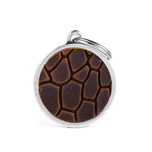 My Family Bronx Big Circle Tucson Brown Leather Dog I.D. Tags - 3B