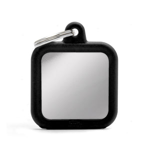 My Family Chromed Black Square With Rubber Dog I.D. Tags 3F3B