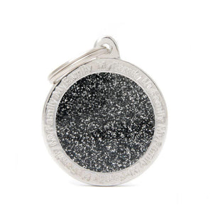 My Family Shine Black Big Circle Dog I.D. Tags - 3B