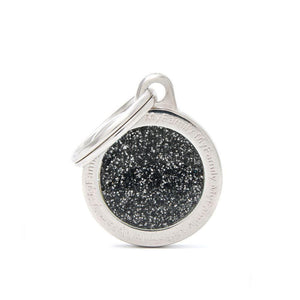 My Family Shine Black Small Circle Dog I.D. Tags - 2B