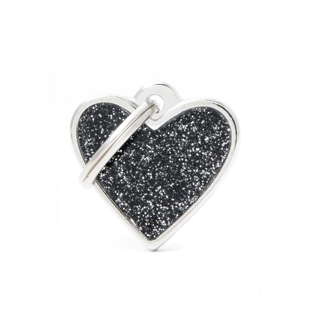 My Family Shine Black Small Heart Dog I.D. Tags - 2B