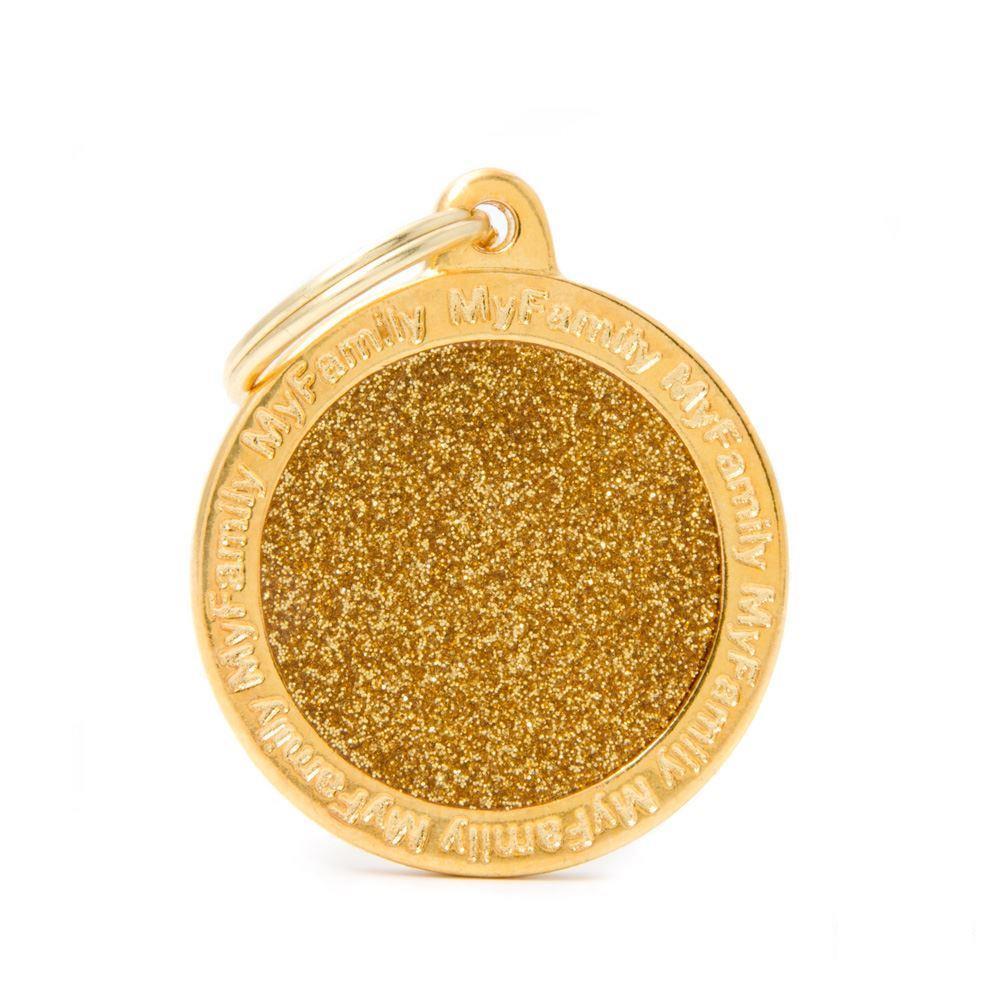 My Family Shine Gold Big Circle Dog I.D. Tags - 3B