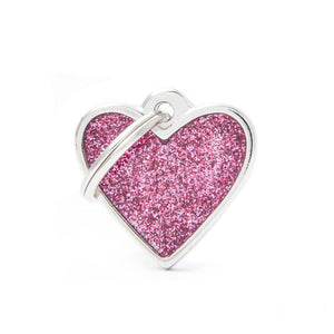 My Family Shine Pink Small Heart Dog I.D. Tags - 2B