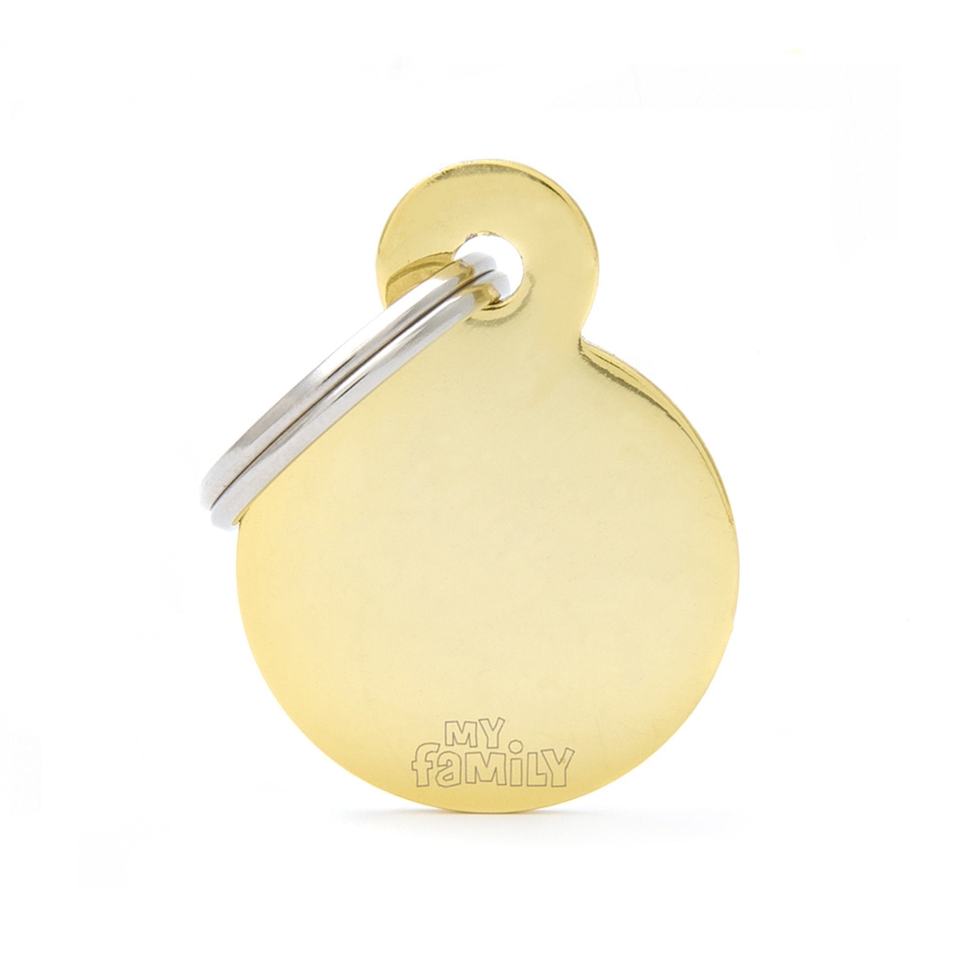 My Family Small Circle Gold Brass Pet I.D. Tag