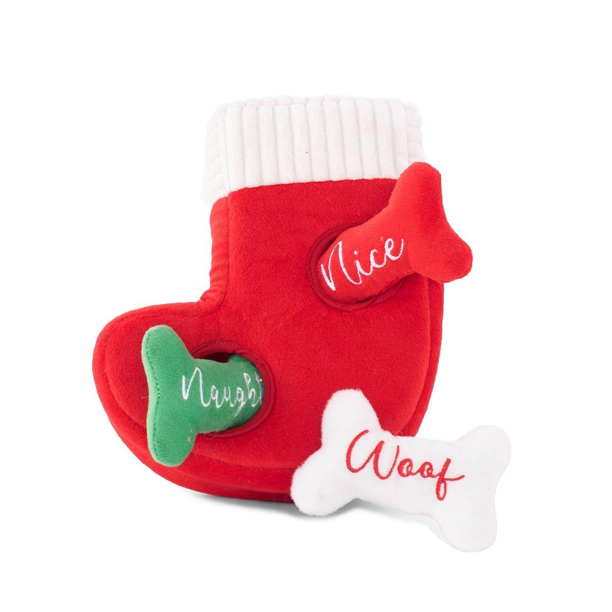 Zippy Paws Holiday Burrow - Naughty or Nice Stocking Dog Toys