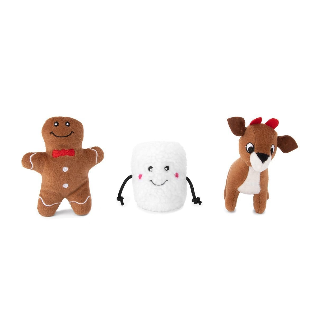 Zippy Paws Holiday Miniz 3-Pack Santa&#39;s Friends Dog Toys