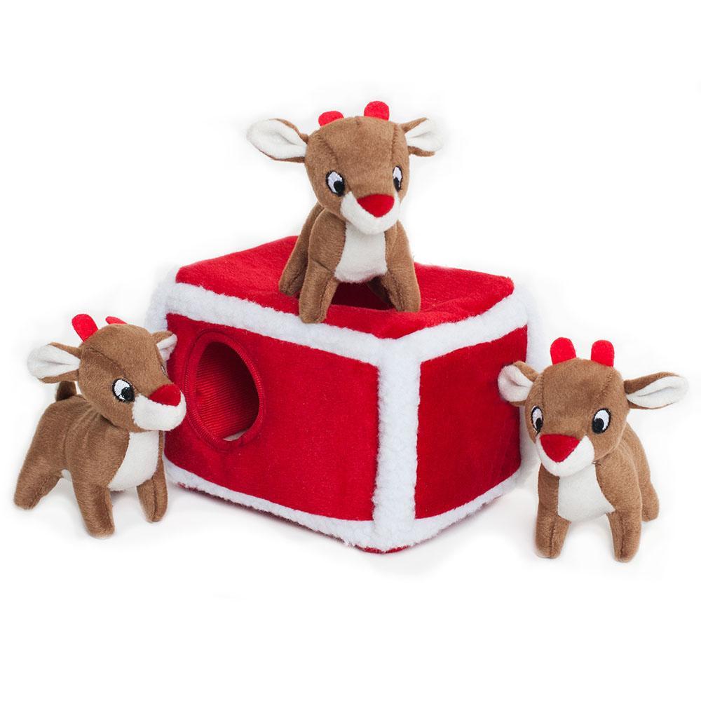 Zippy Paws Holiday Zippy Burrow - Reindeer Pen Dog Toys