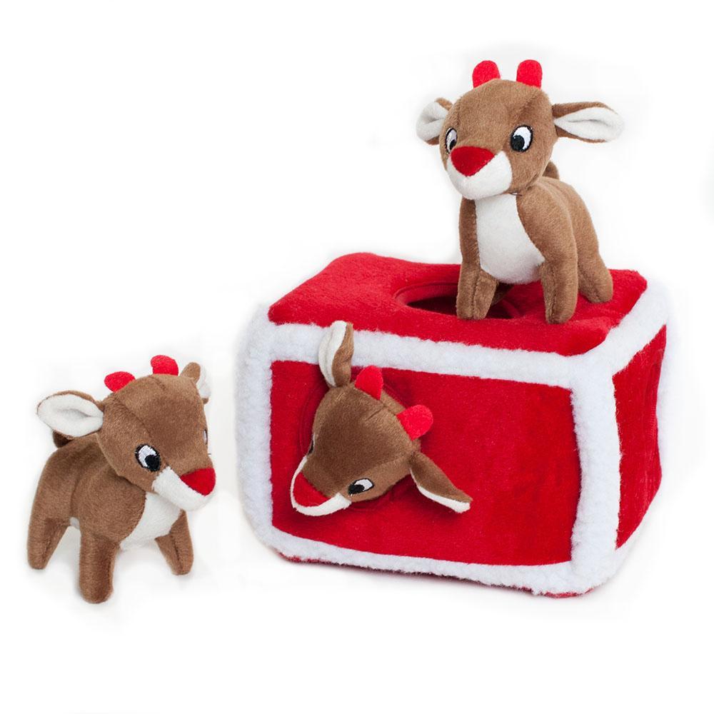 Zippy Paws Holiday Zippy Burrow - Reindeer Pen Dog Toys