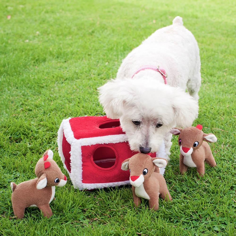 Zippy Paws Holiday Zippy Burrow - Reindeer Pen Dog Toys