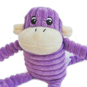 Zippy Paws Spencer the Crinkle Monkey - Small Purple Dog Toys