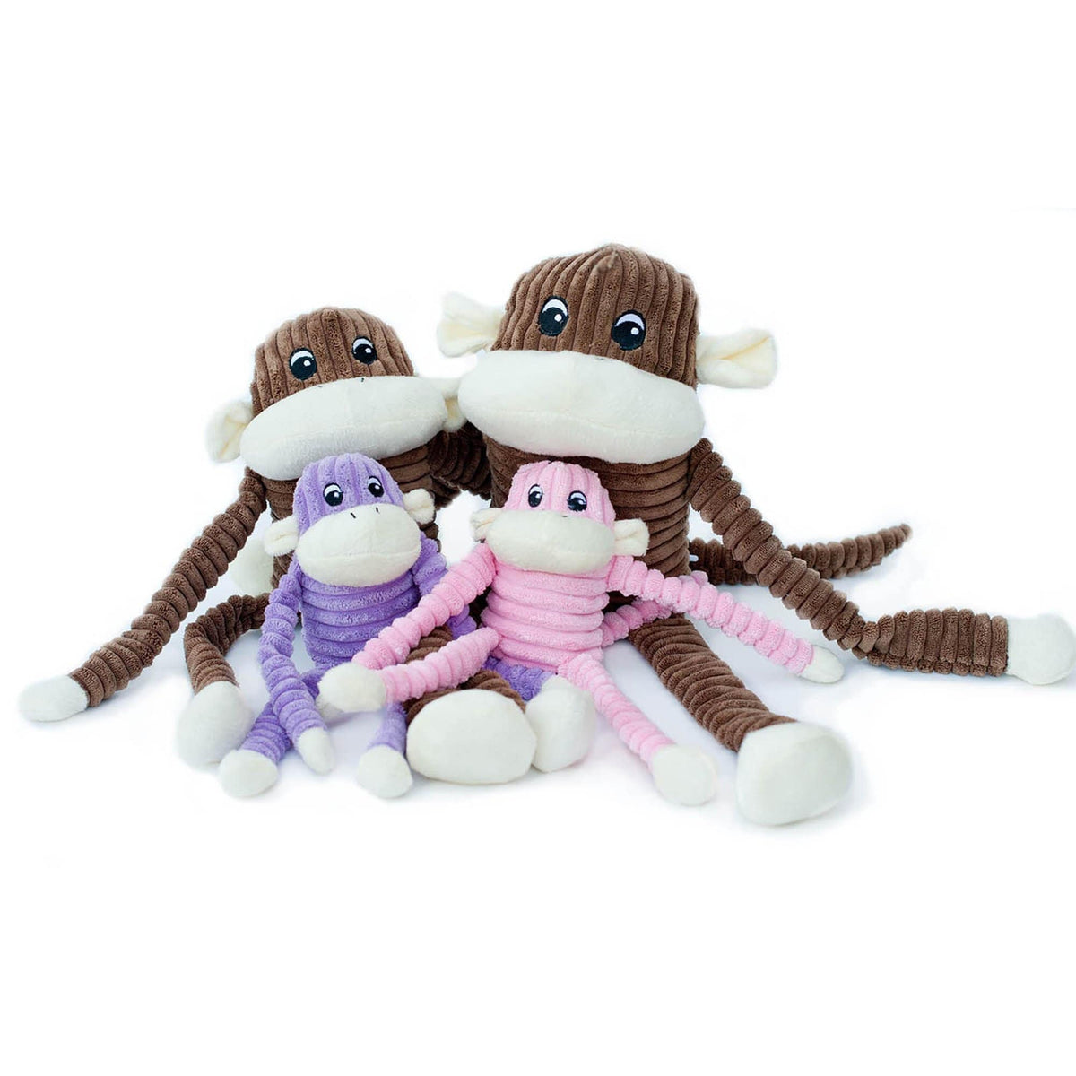 Zippy Paws Spencer the Crinkle Monkey - Small Purple Dog Toys