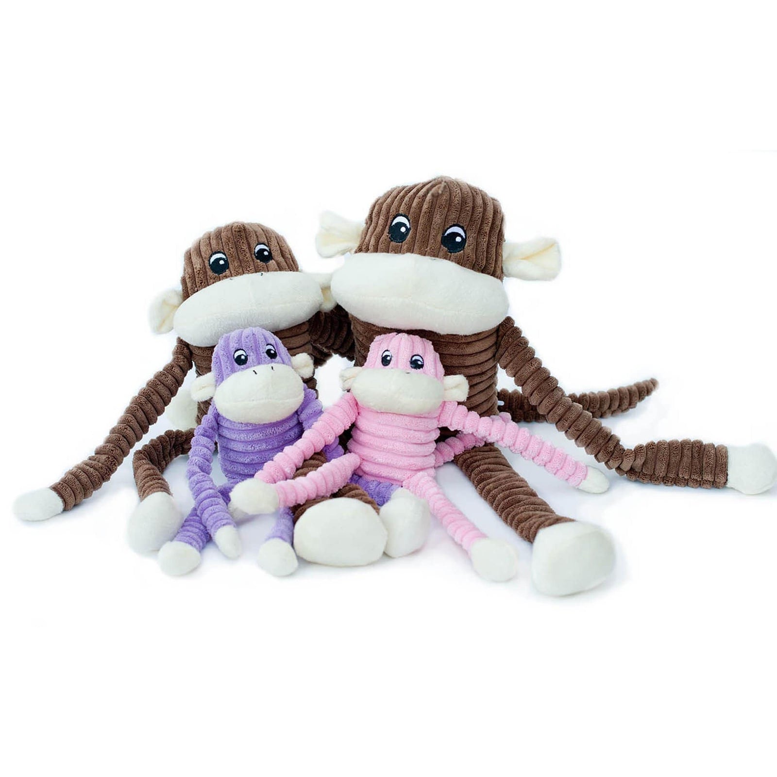 Zippy Paws Spencer the Crinkle Monkey - Small Purple Dog Toys